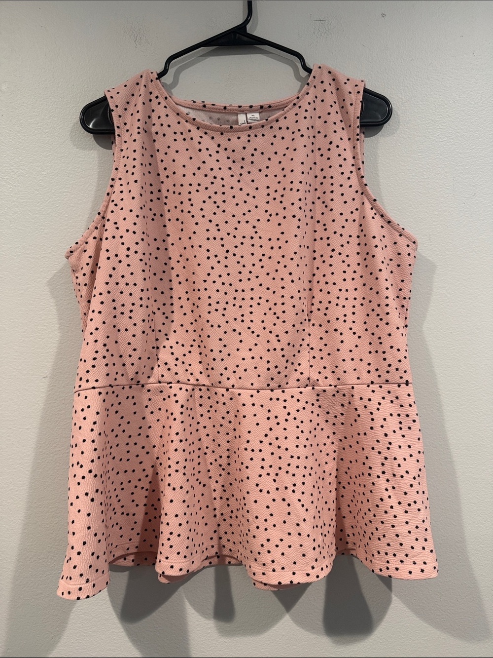 Pink Polka Dot Peplum Tank Top